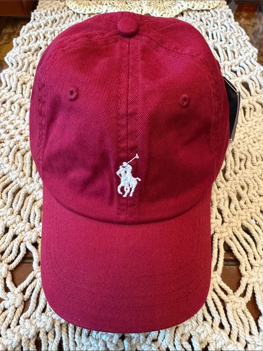 Polo by Ralph Lauren Burgundy Baseball Cap with White Logo